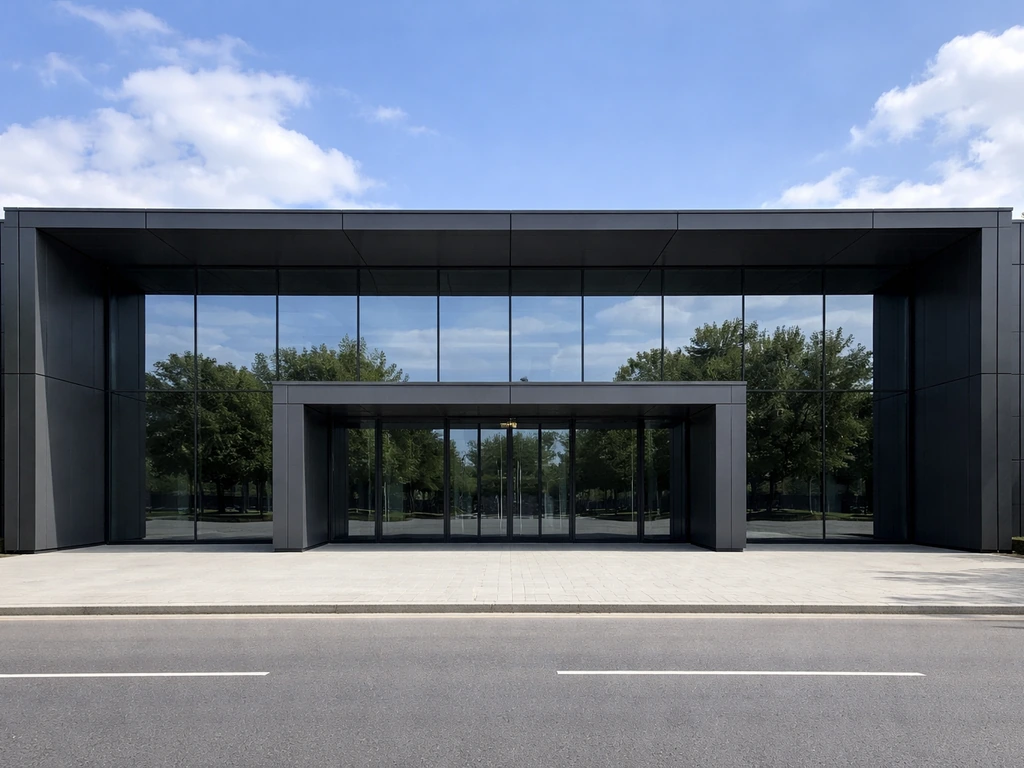 Exterior view of the Saatchi Gallery with modern glass façade and quiet empty sidewalk