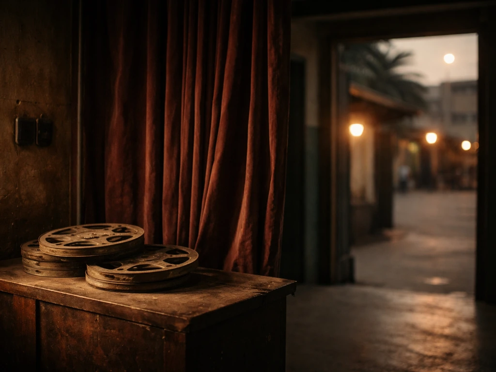 Minimal vintage theater scene symbolizing a veteran Nigerian actor and public interest
