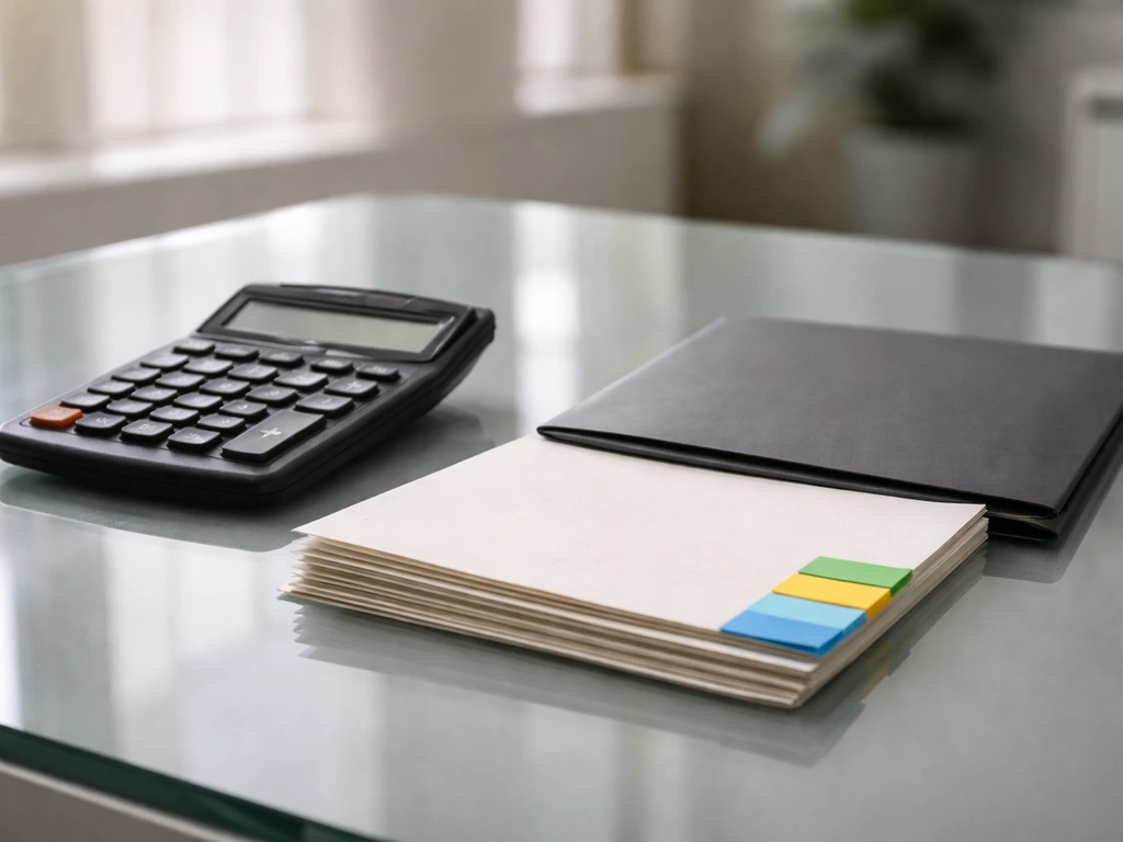 Minimal photo of a desk with a calculator and documents suggesting income categories