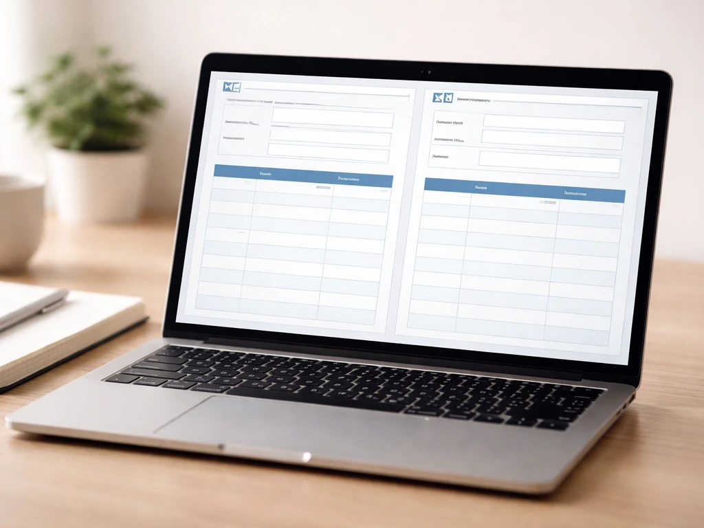 Two mock search result panels on a laptop showing property and land registry fields, side-by-side