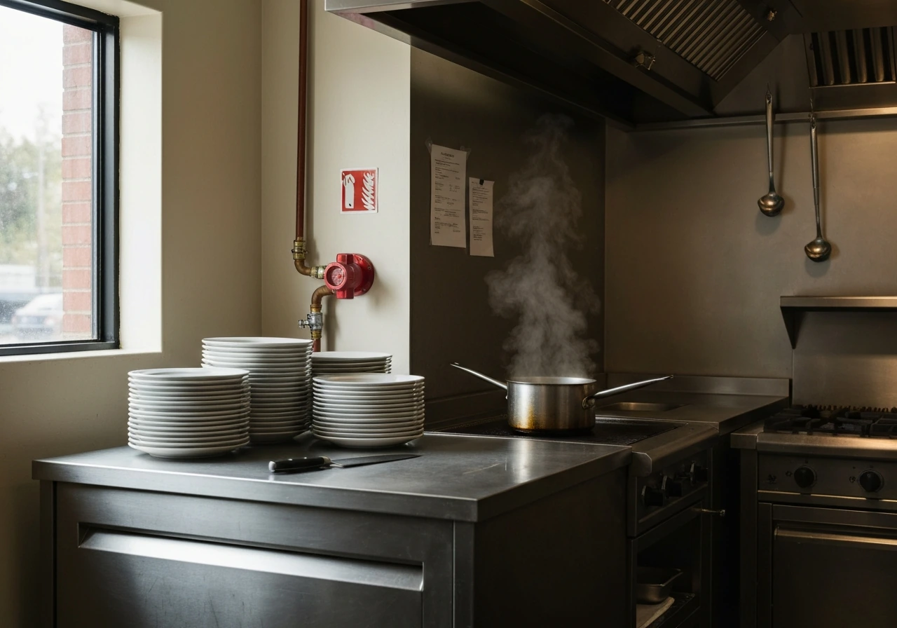 Chef and unbranded commercial kitchen prep area with stainless equipment, hinting at restaurant operating costs and risk