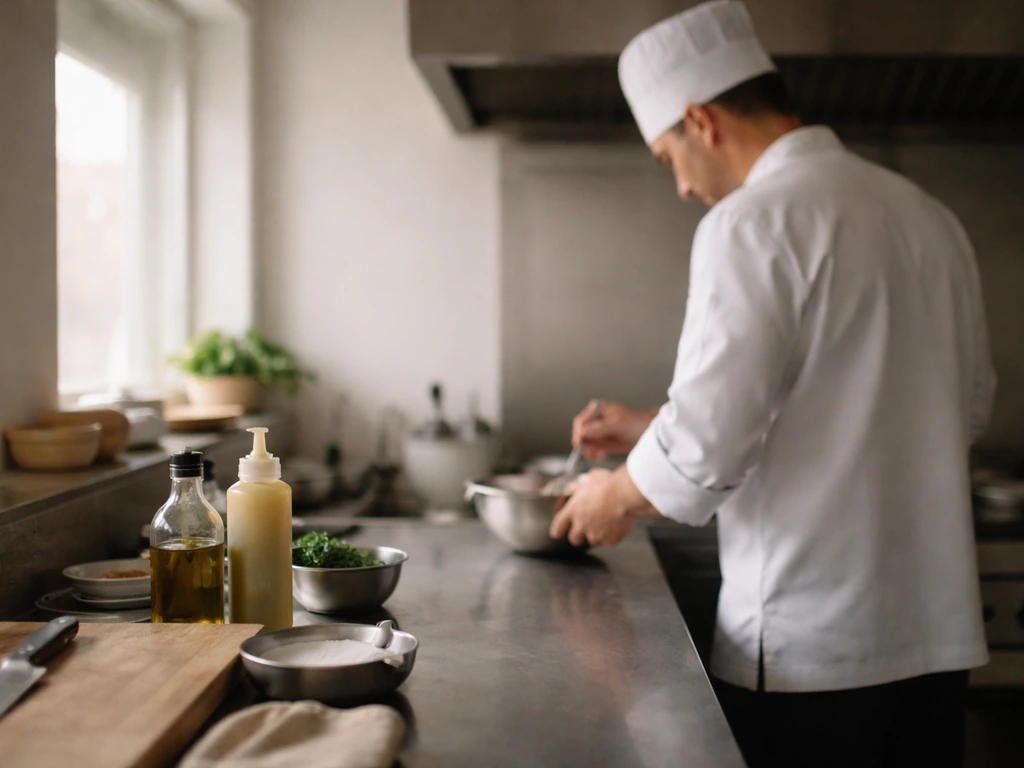 American chef in a quiet restaurant kitchen, suited for a Top Chef Season 2 disambiguation article