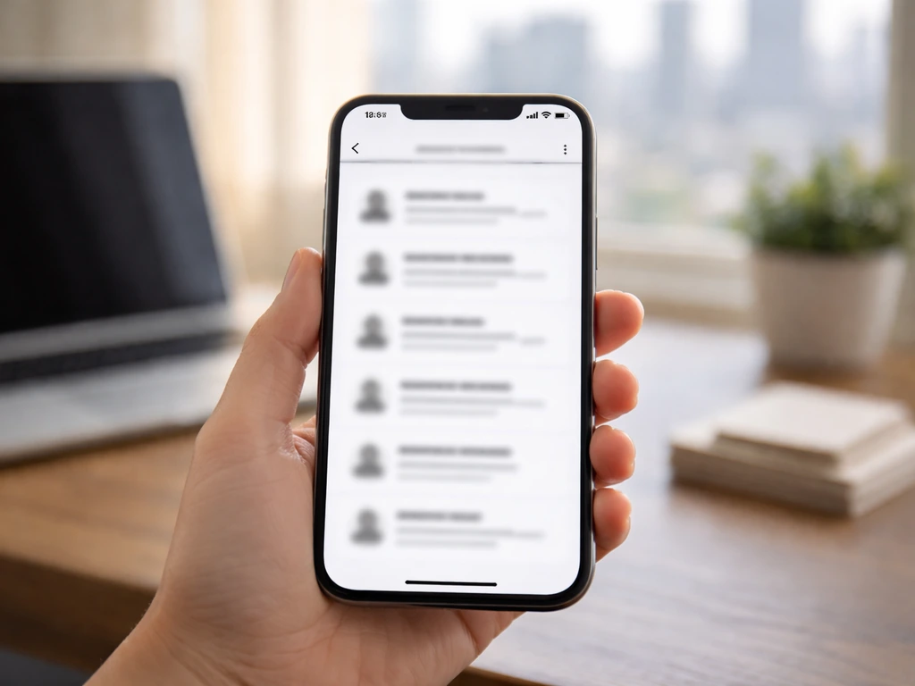 Hand holding a smartphone showing a blurred Forbes-like search results layout, symbolizing verifying wealth claims.