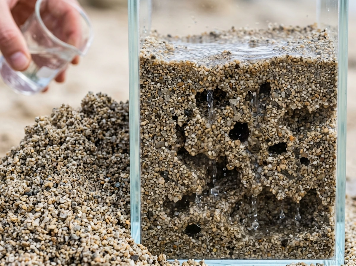 Coarse sand drains water quickly, showing why sand is hard for plants