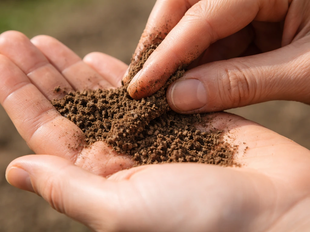 Anonymous hands rolling moist soil in a palm to judge its texture for sand, silt, or clay.