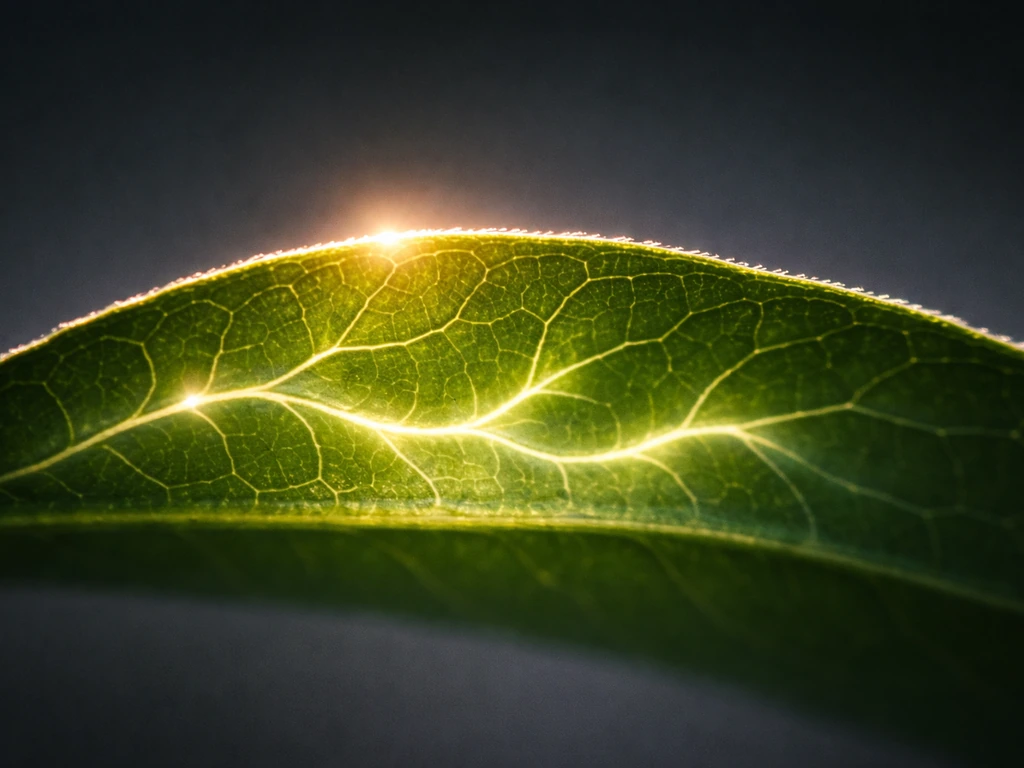 Minimal realistic photo of a sunlit leaf cross-section with a CO2 concentrating pathway concept