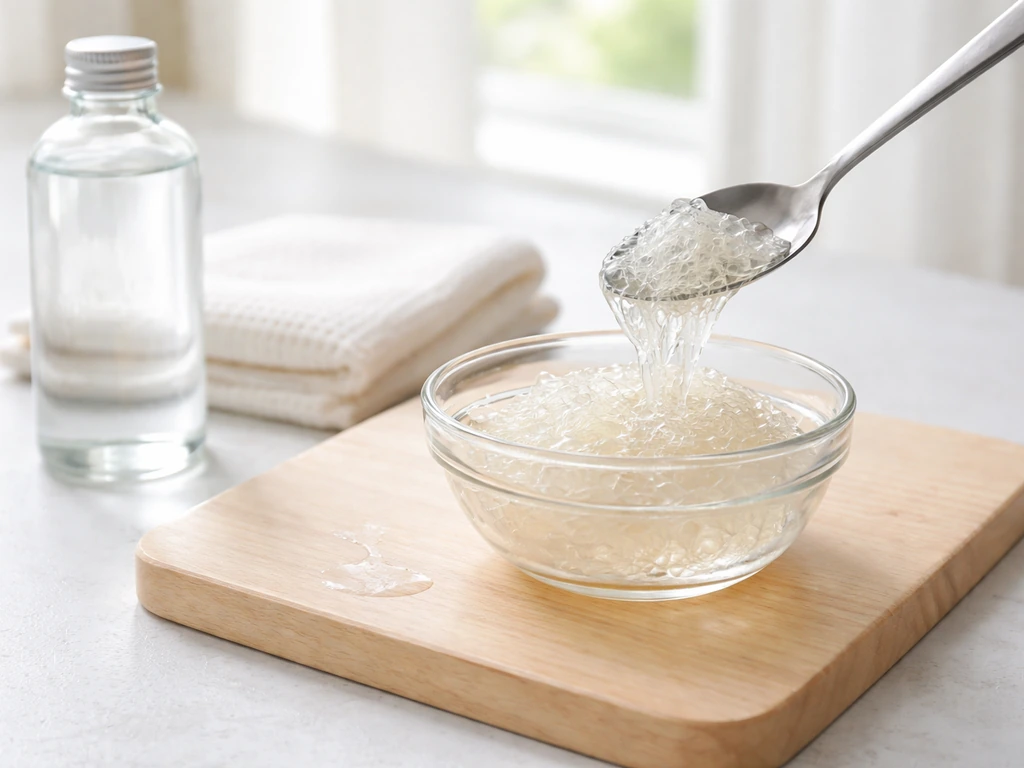 Bird’s nest being carefully portioned on a clean kitchen surface with a spoon and tidy prep items.