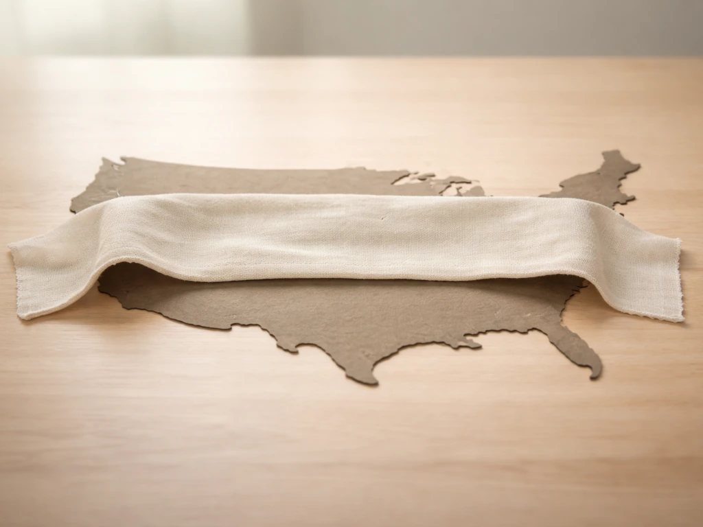 Minimal photo of a US map with a simple federal-law style banner overlay, symbolizing nationwide legality.