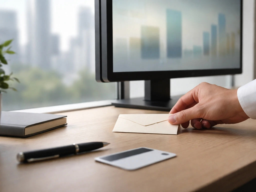 Minimal desk scene with a monitor showing abstract finance visuals, symbolizing share ownership wealth driver.