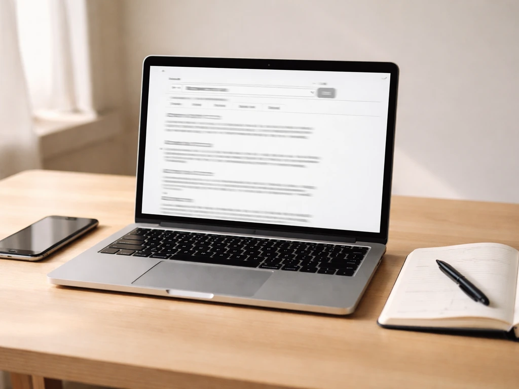 Laptop and phone on a desk with a generic search-results page implying no relevant profile found.