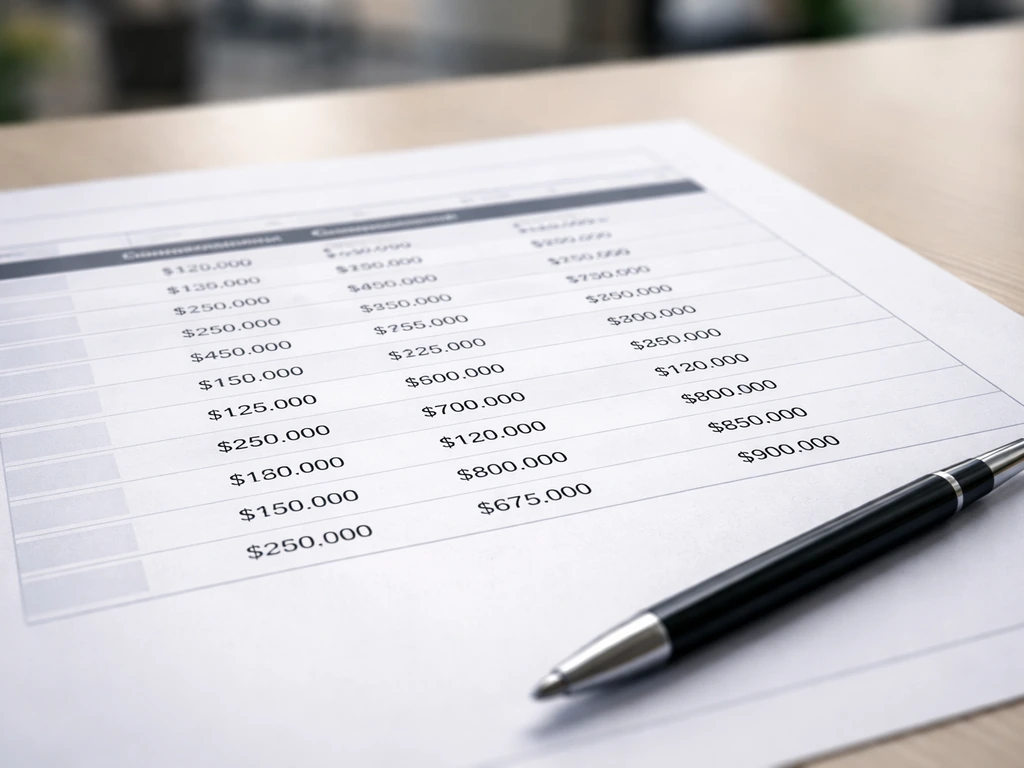 Close-up of an MLS Players Association-style salary guide page on a desk with a pen and neutral documents
