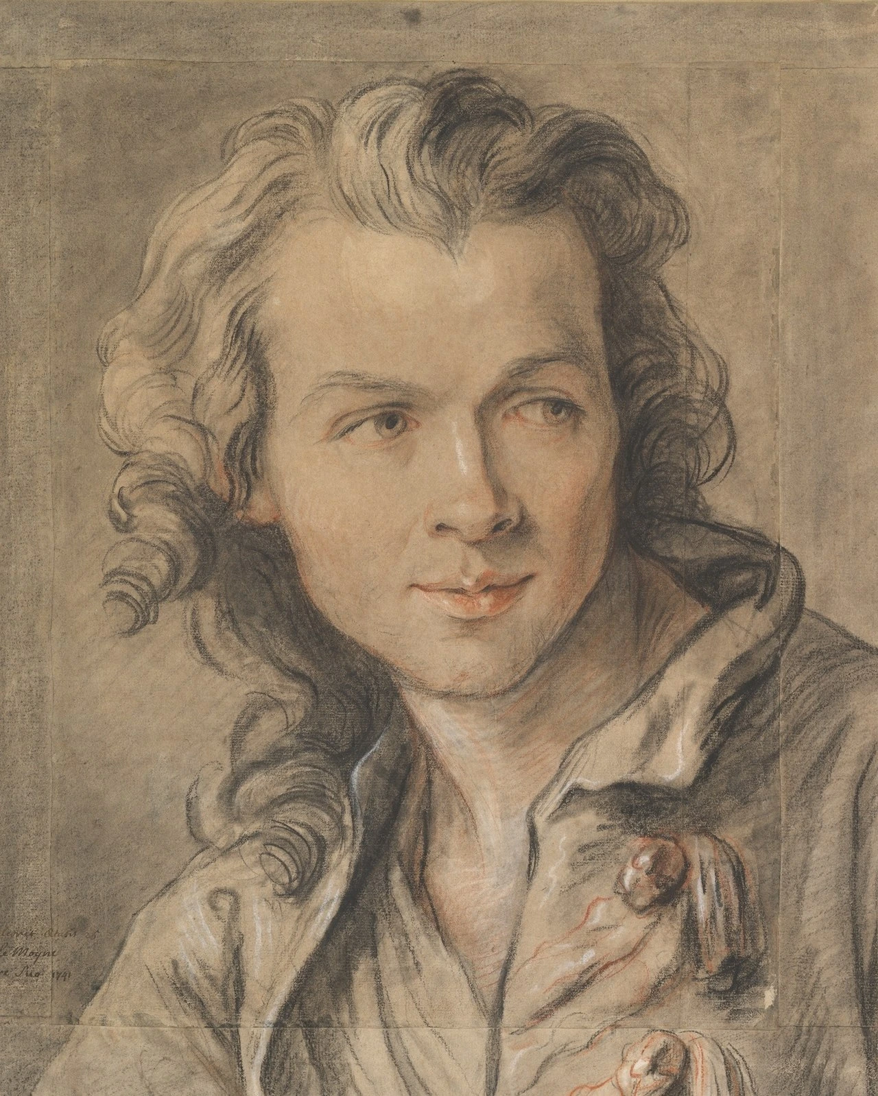 Portrait drawing of historical sculptor Étienne-Maurice Falconet by Lemoyne the Younger