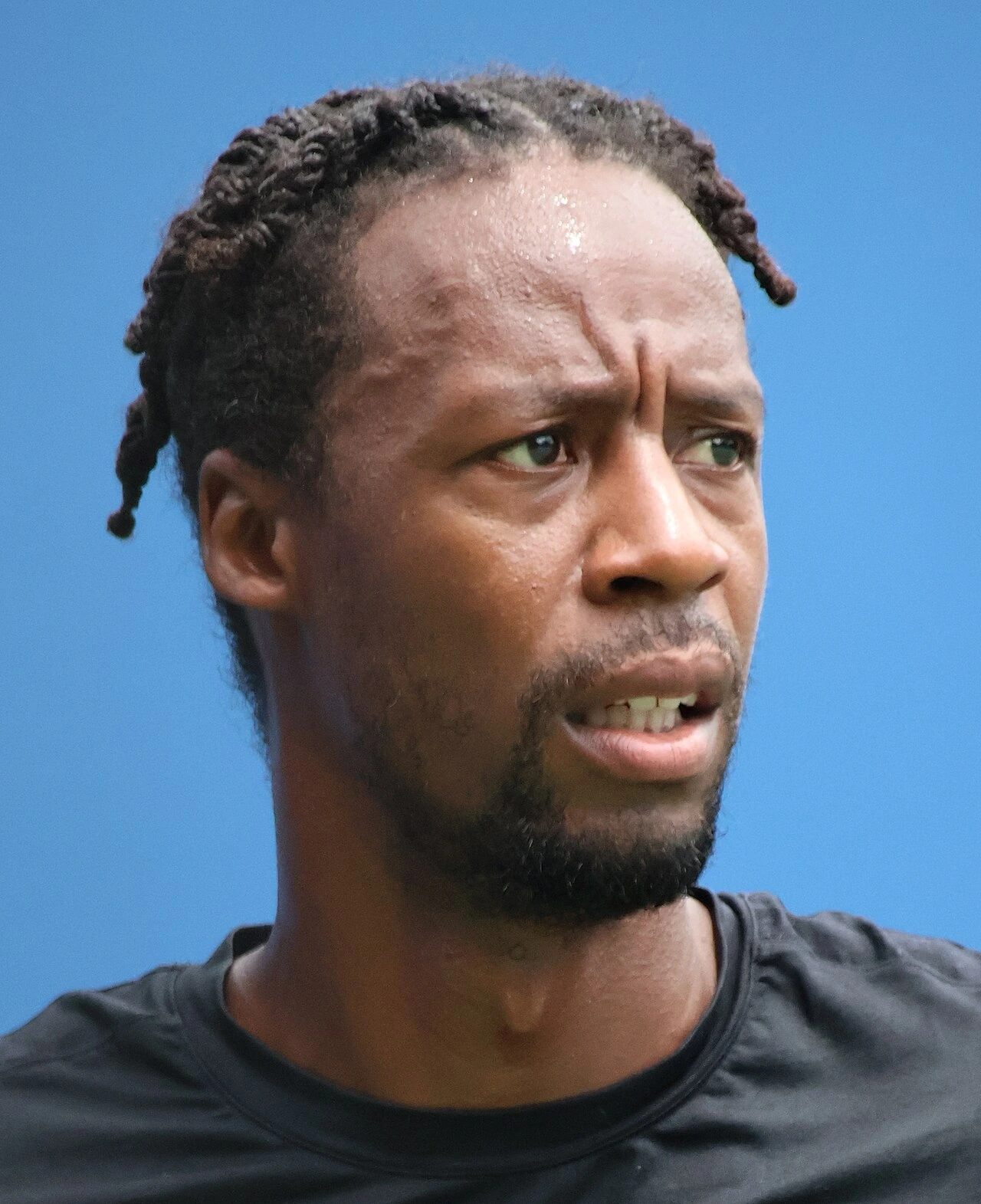 Gaël Monfils in a close-up tennis photo
