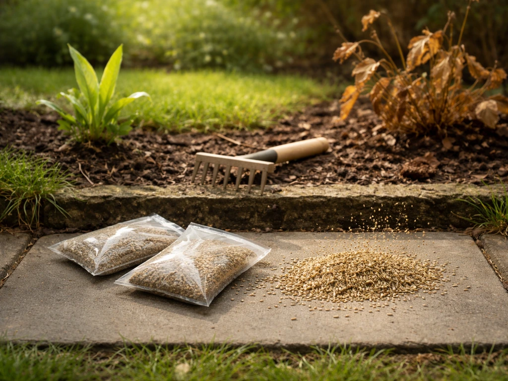 Twee seizoensvensters voor graszaaien in een tuin: voorjaar en najaar met lege kalenderblokken