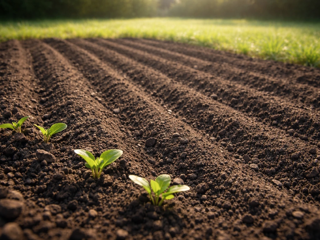 Sunlit south-facing garden bed with raked soil and shallow planting rows showing full exposure.