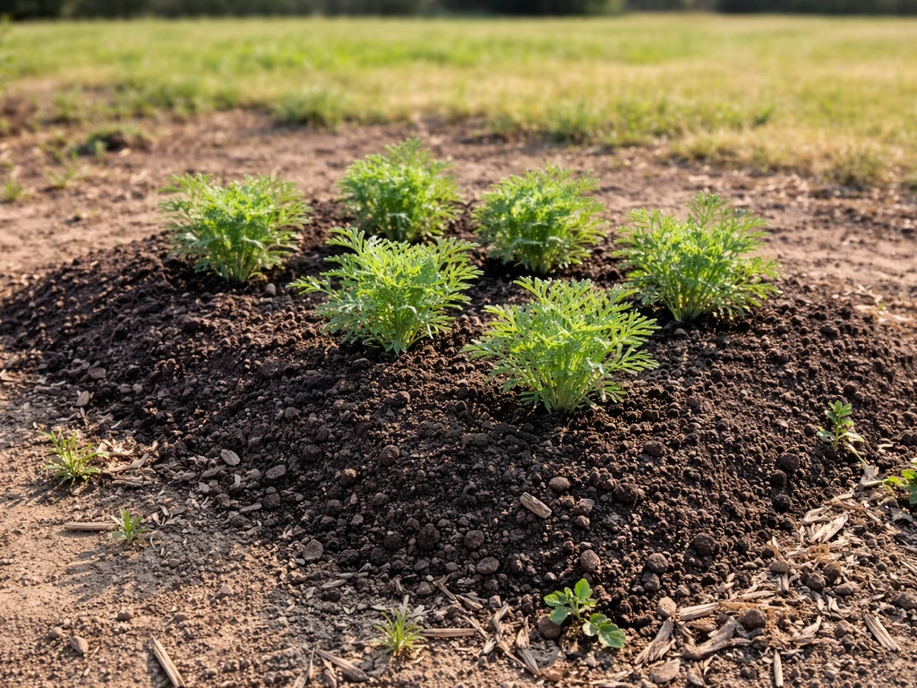 Raised poppy bed in full sun with amended soil for drainage over heavy clay