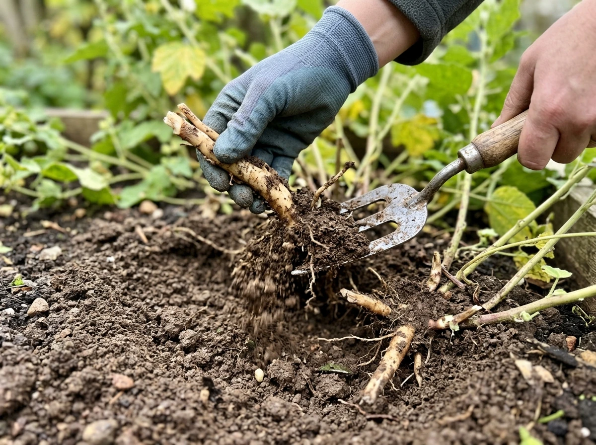 Digging and harvesting marshmallow roots (destructive harvest)