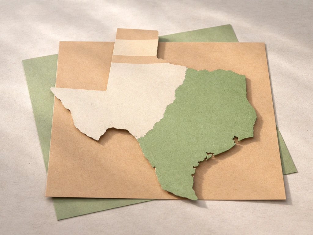 Minimal photo of a Texas map-shaped silhouette with two highlighted regions for chickpea sowing timing.