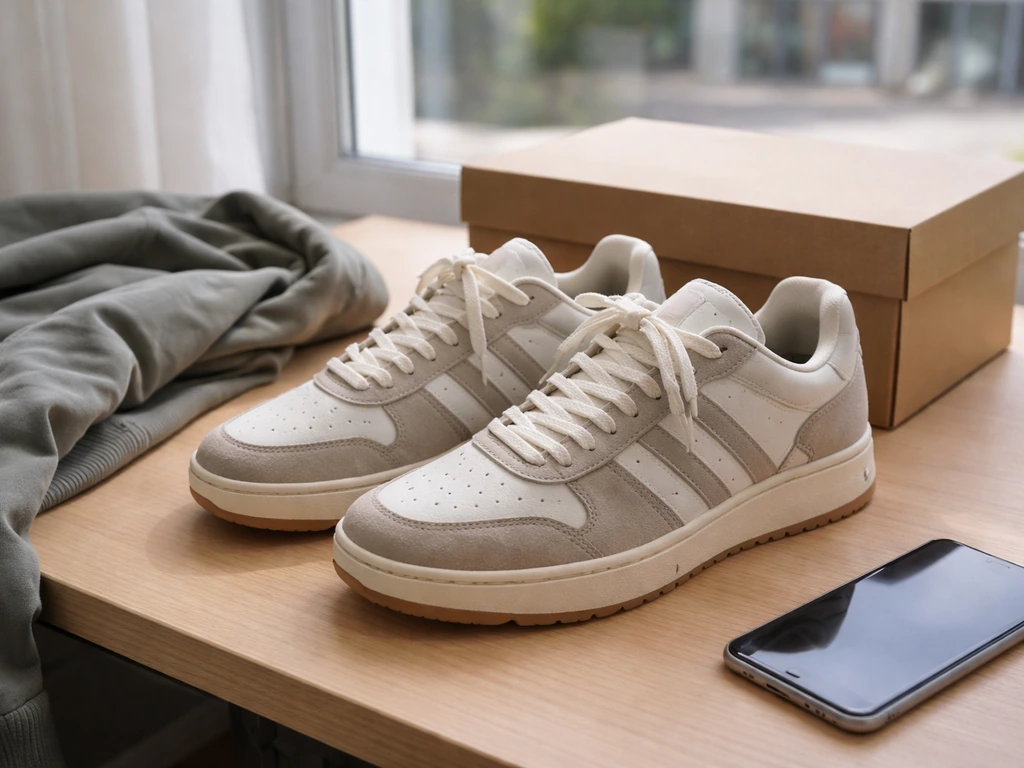 Lifestyle photo of a sneaker display with subtle sports branding, symbolizing brand endorsements and earnings