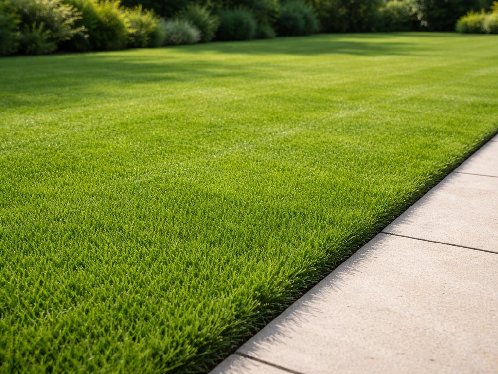 Strak en gelijkmatig Engels siergazon met fijne grassprieten en nette randafwerking in Nederland