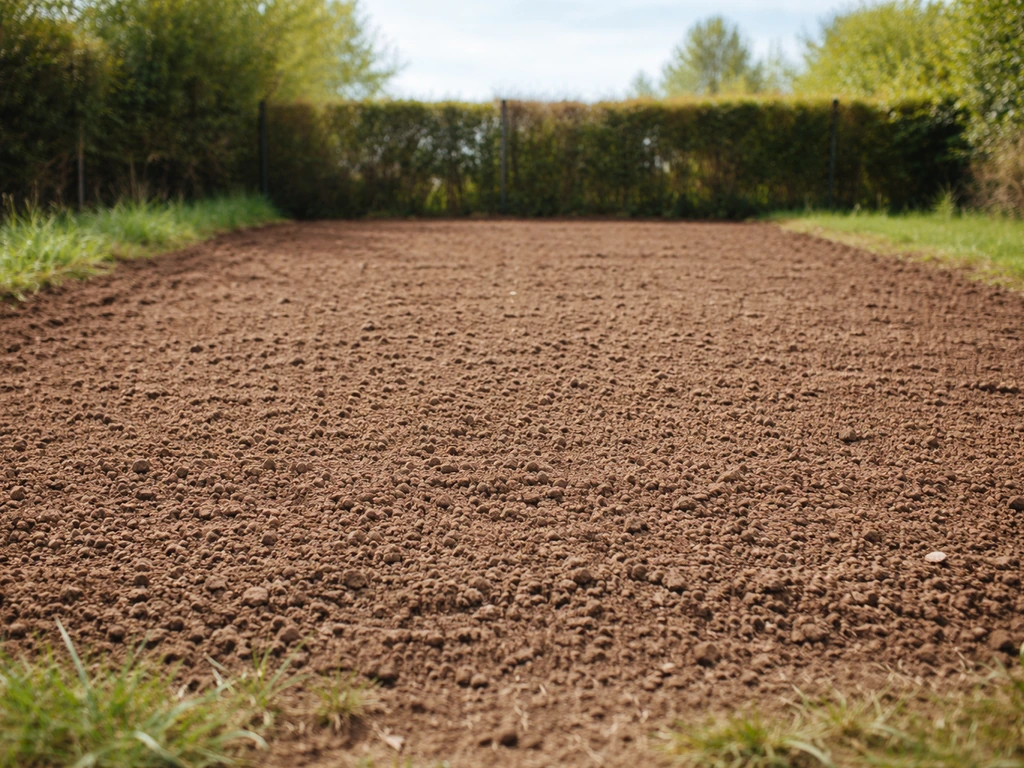 Jardin avec sol fraîchement retourné et pelouse entièrement refaite, prêt pour les semences.
