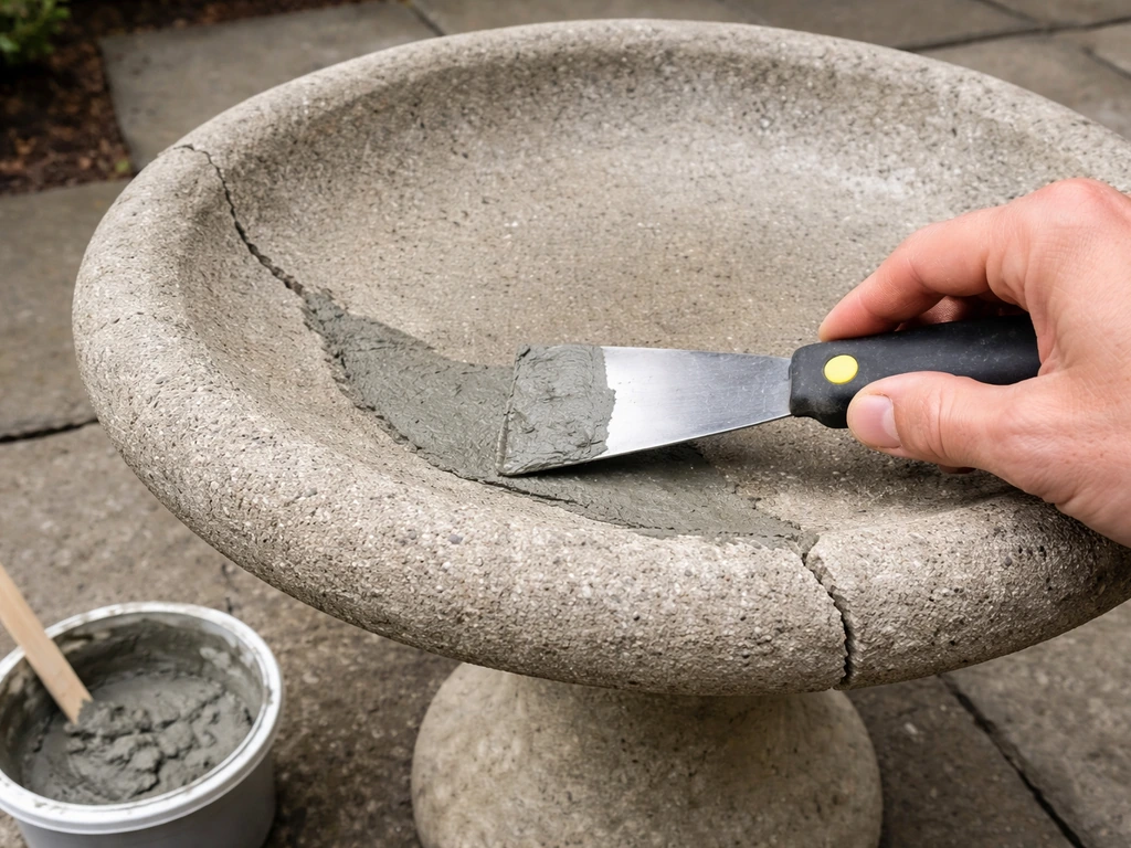 how to repair bird bath concrete