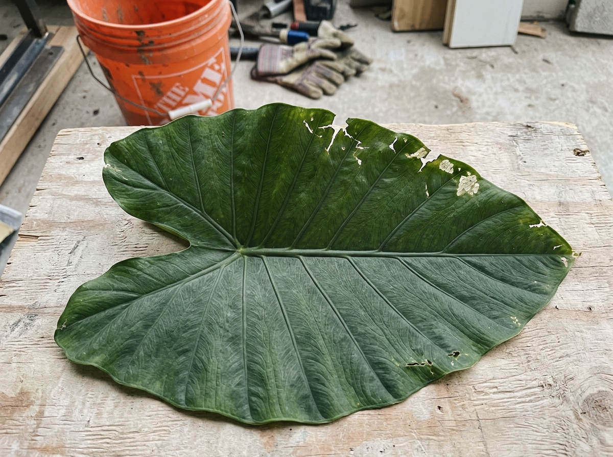 Illustration of what an elephant ear bird bath is and what you'll need