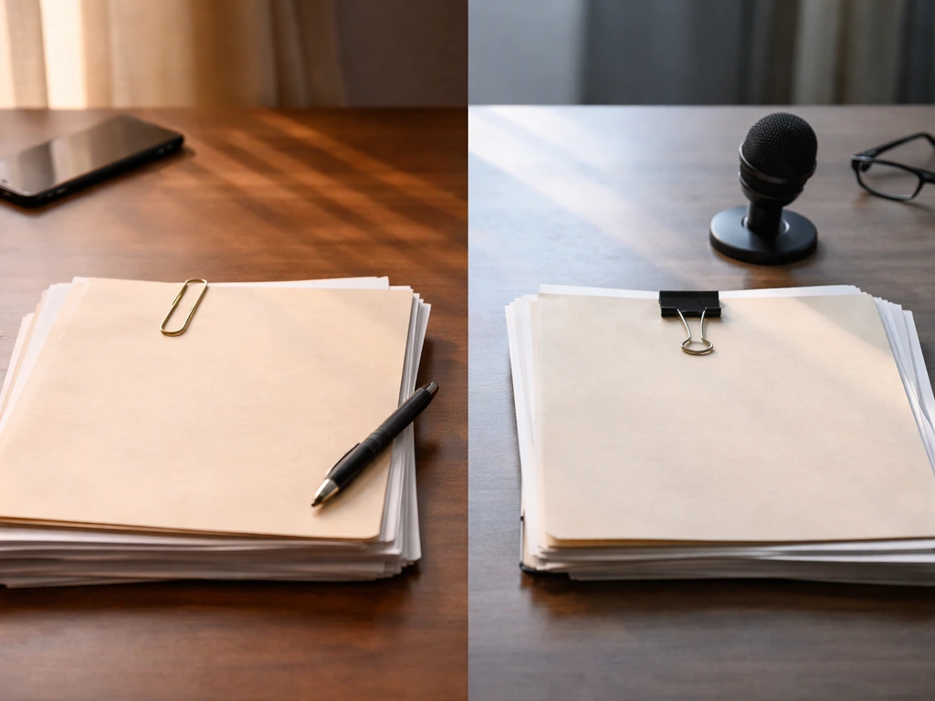 Split-lit desk scene suggesting two competing identities for a public figure wealth check