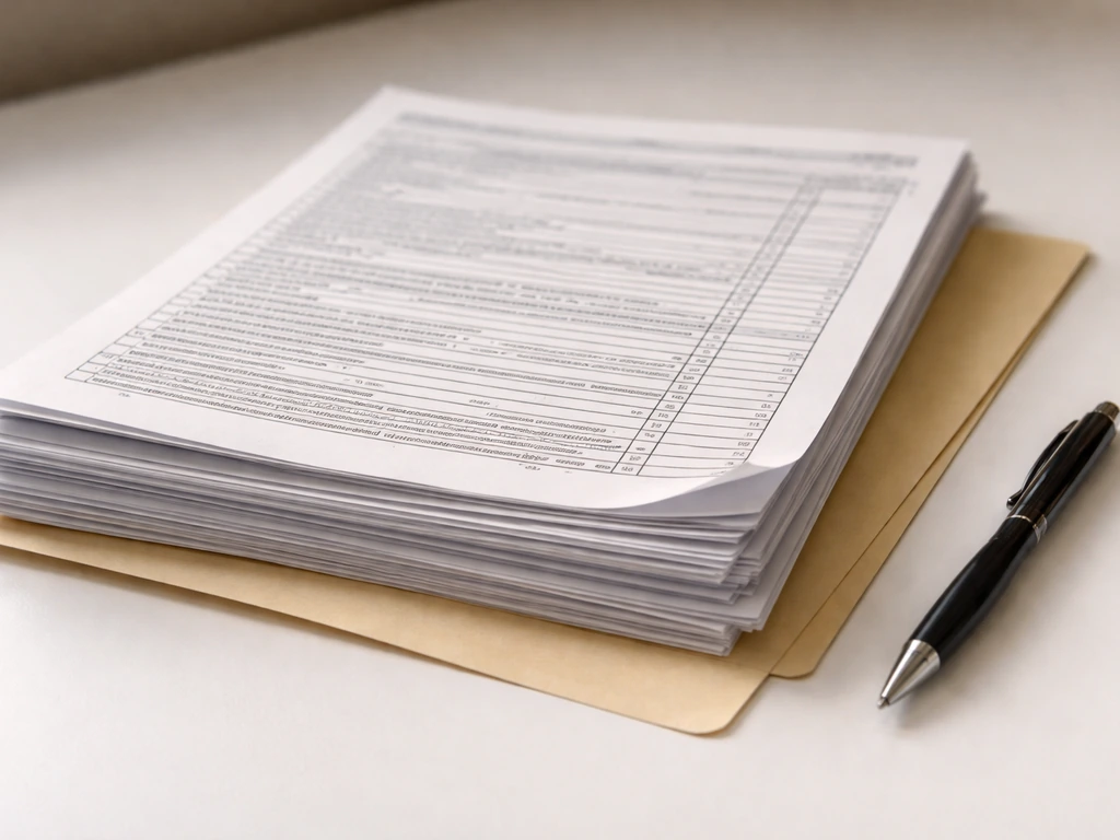 Close-up of printed IRS Form 990 papers on a desk with a pen and folder, softly lit.