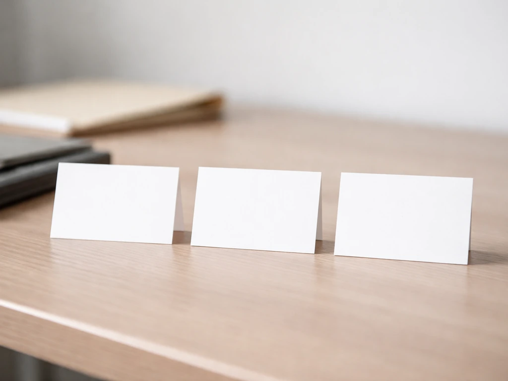 Three blank business cards on a desk, hinting at separating identities with the same name.