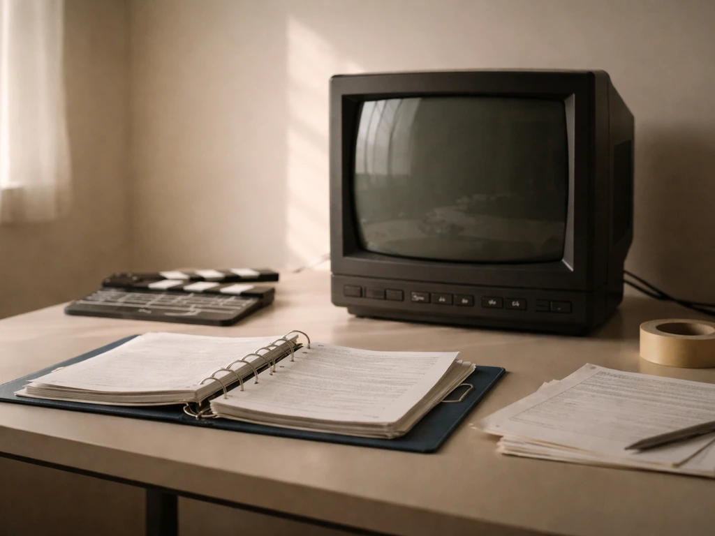 Retro TV and studio script props on a desk, symbolizing a daytime soap career income build-up.