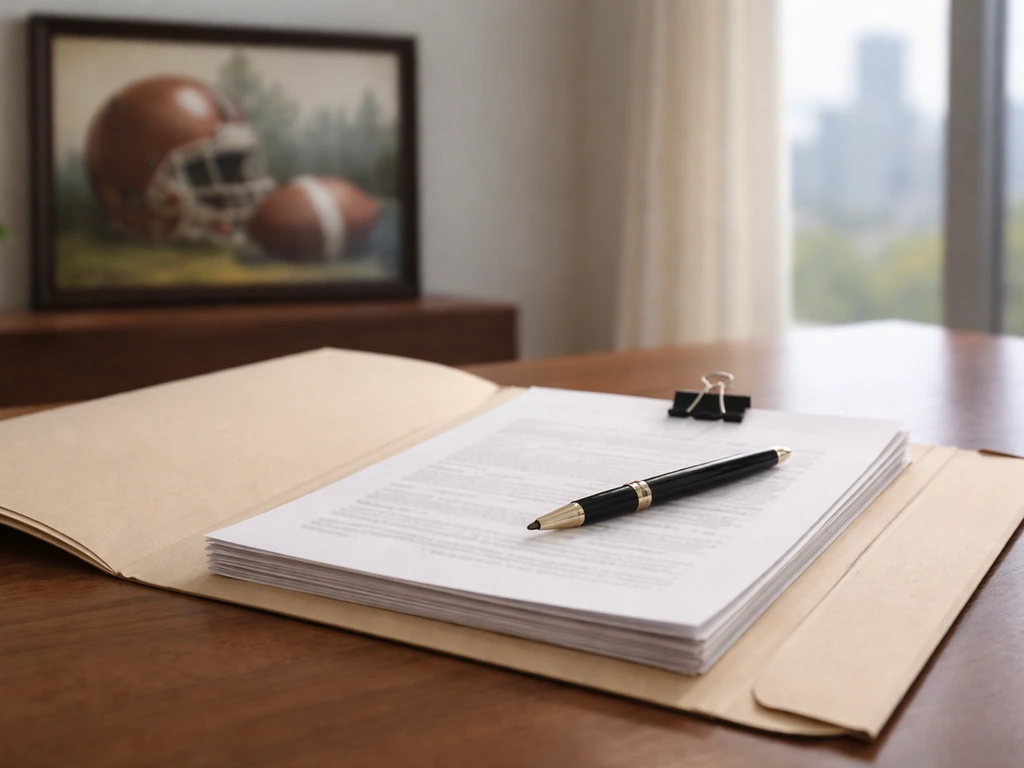 Minimal desk scene with generic contract pages and pen suggesting contract timeline analysis