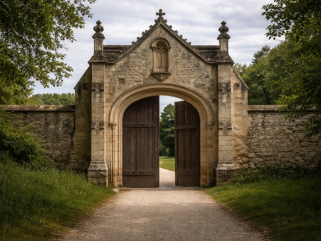 Façade et entrée de l’abbaye d’Ardenne, repère extérieur pour localiser le site à Saint-Germain-la-Blanche-Herbe