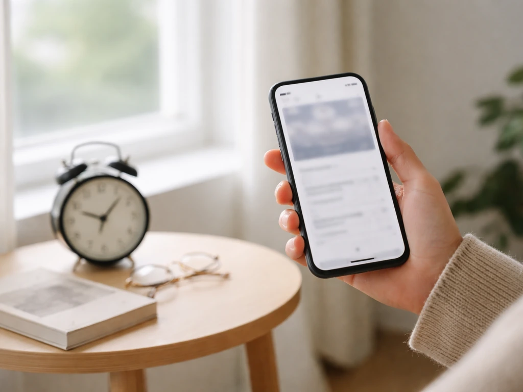 Une personne consulte sur son smartphone les horaires et billets d’un musée, avec une horloge en arrière-plan.
