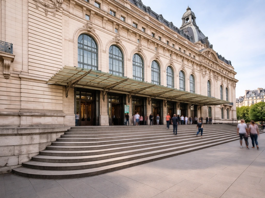 Entrée du musée d’Orsay à Paris, façade classique, pour préparer une visite