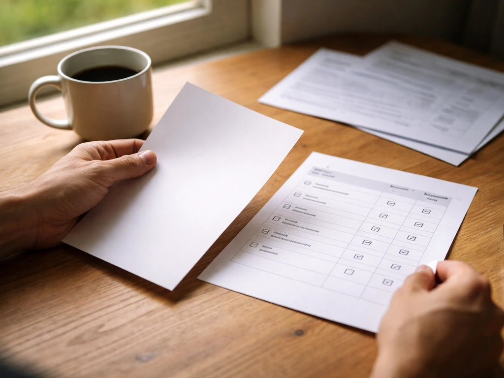 Table de bureau avec une liste de critères et un plan simple, pour vérifier âge, durée et accessibilité avant de s’inscr