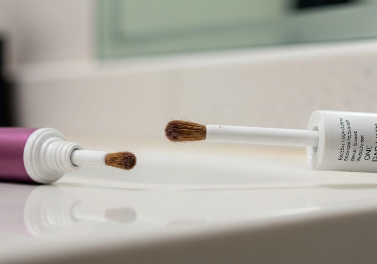 Close-up of a cosmetic brush applicator tip on a counter, showing no product dispensing when rotated on.