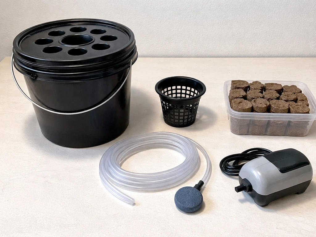 All VIVOSUN hydroponics kit parts laid out side-by-side on a clean table in soft natural light