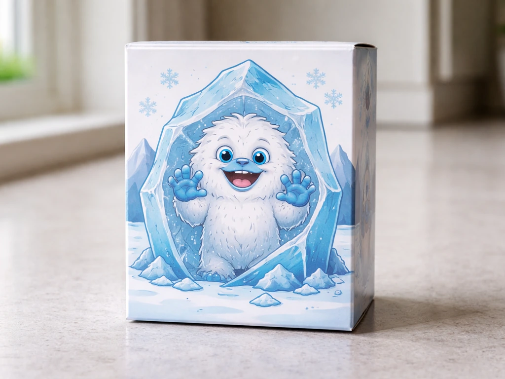 Toysmith Hatchin' Grow Yeti kit box on a kitchen counter with an iceberg-shaped yeti illustration