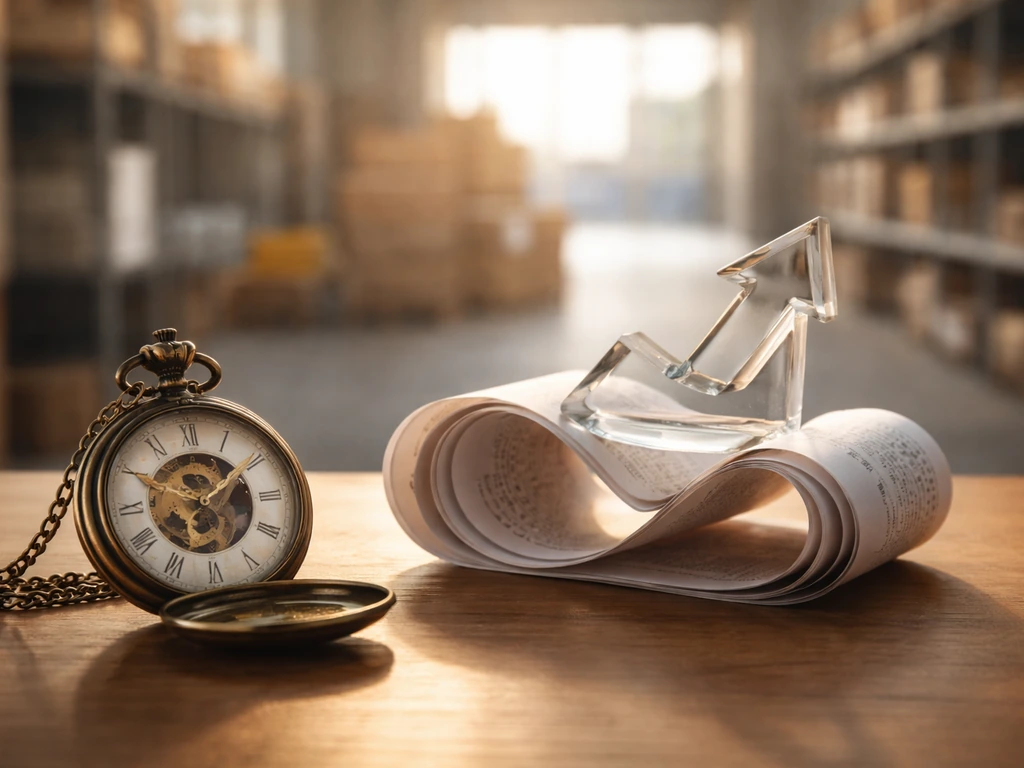Brass pocket watch and curled receipt paper on a desk, hinting at retail fortune growth over time.