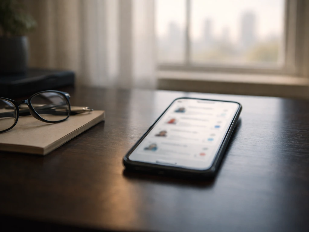 Blurred phone and business-card-like thumbnails suggesting confusing identity search results