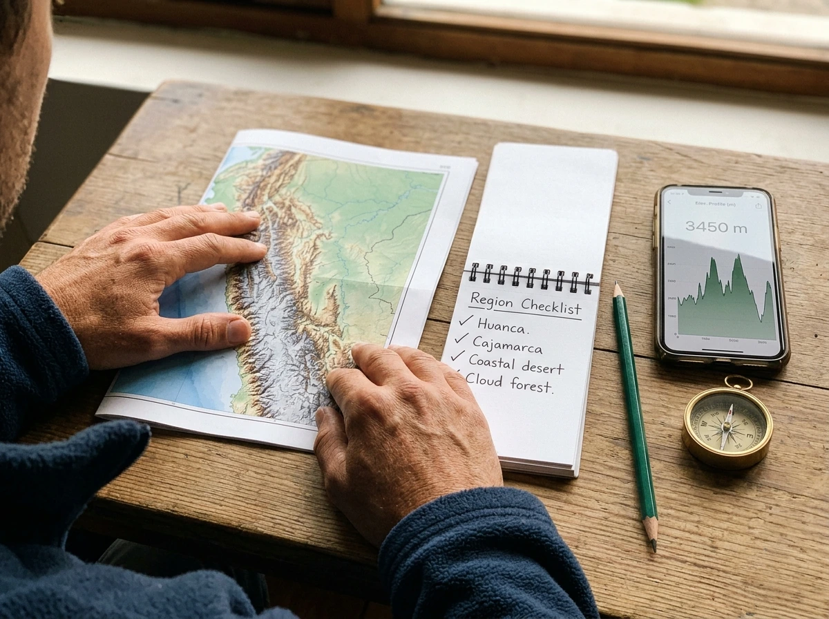 Map and elevation checklist for predicting crops by region