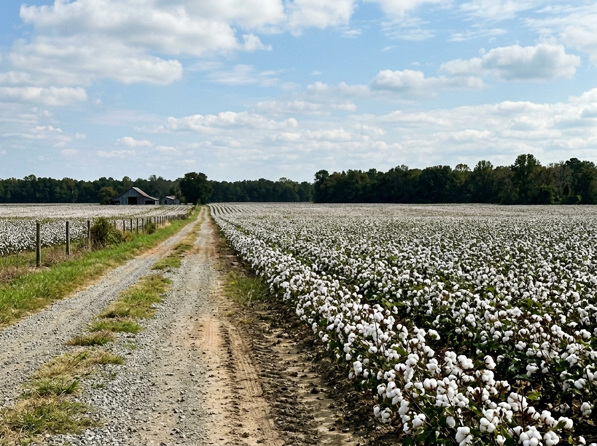 Cotton field landscape representing where cotton grows across the US Cotton Belt.