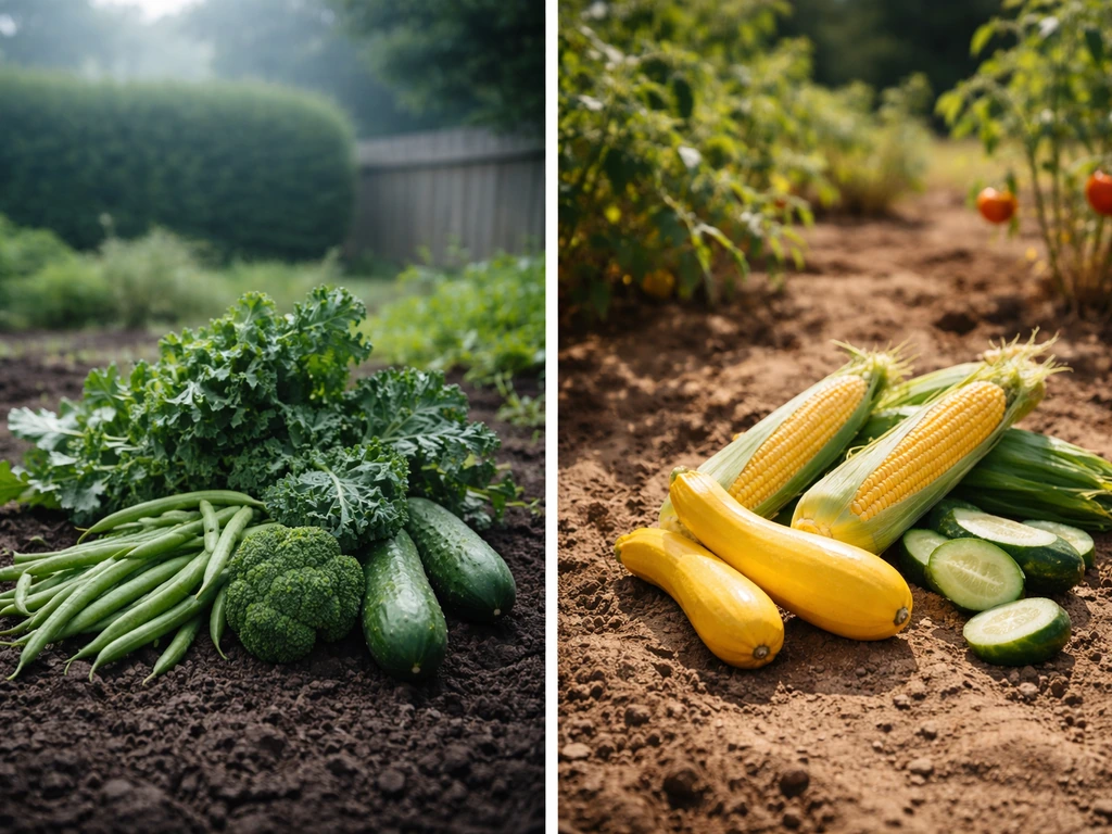 Minimal split-screen photo showing Pacific Northwest mild summer vibe and Southwest hot summer vibe with crops