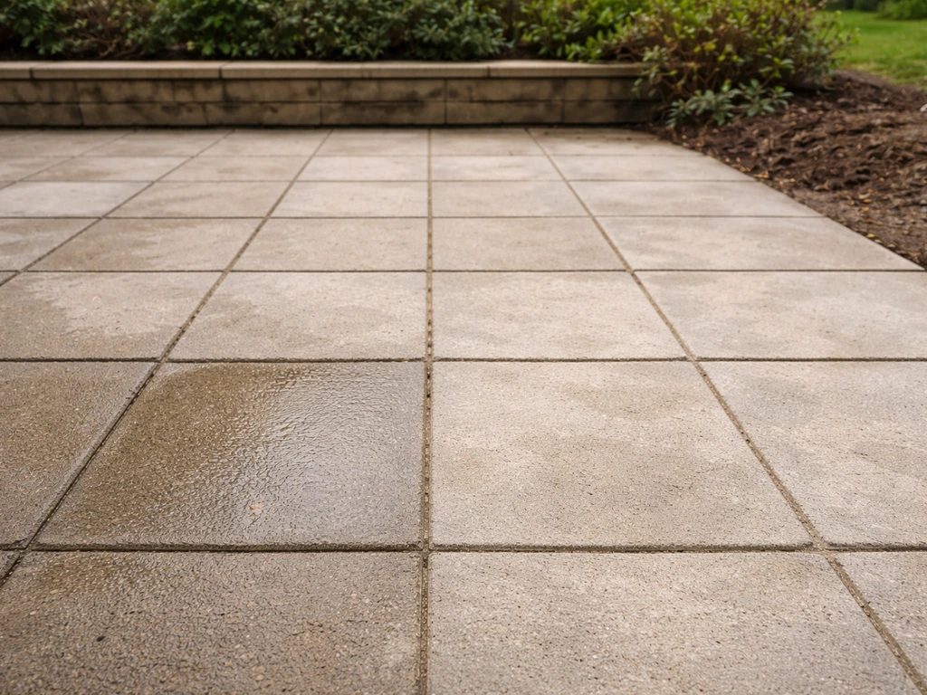 Freshly cleaned outdoor patio with scrubbed joints and debris removed, ready for sealing
