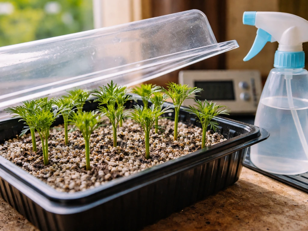 Cuttings rooting with proper moisture and airflow