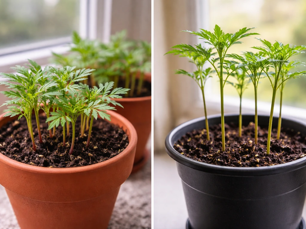 French vs African marigold seedlings showing compact winter-friendly growth