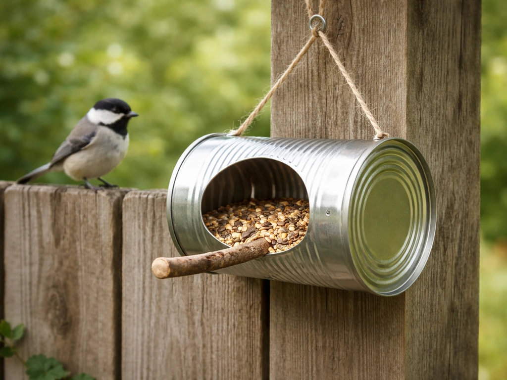 bird feeder with tin can