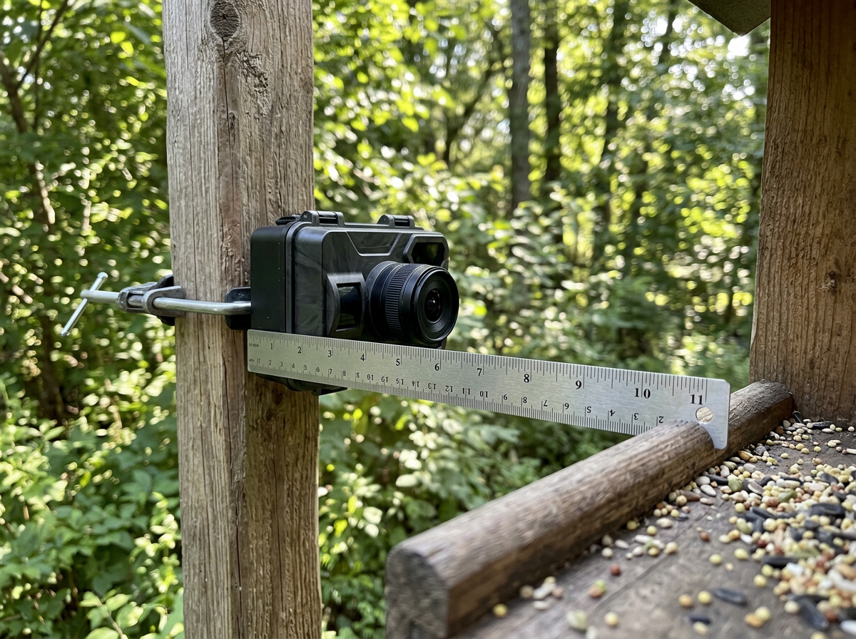 Installing a bird feeder camera at the correct distance and angle