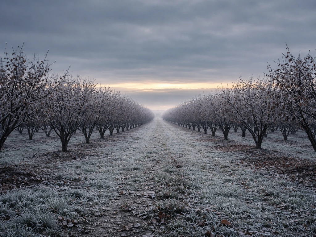 Minimal photo of Australia’s hazelnut-growing climate suitability concept using cold-winter landscape and boundary-like